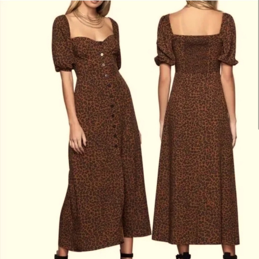 Good American Brown Leopard Print Maxi Dress